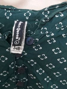 Green Printed Bell Sleeve Top