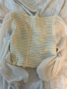 (negotiable)Boho Cute Crochet Knit Button-Up Vest