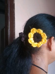 Handmade Crochet Sunflower Hair Clip