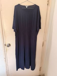 plus size h&amp;m dress royal blue with smoked waist