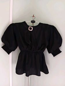 Brand New Chic Black Puff Sleeve Top
