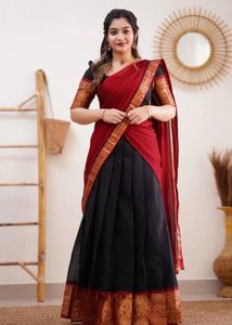 Elegant Blue &amp; Pink Half Saree