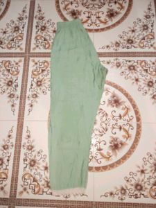 Elegant Light Green Cotton Embroidered Suit Set