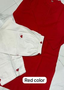 Elegant Red Kurta with Printed Palazzos