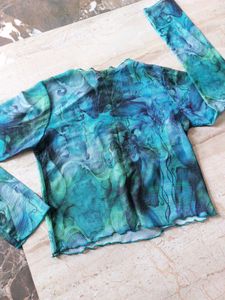 Sheer Blue &amp; Green Top