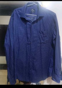 Men's Blue Textured Full Sleeve Shirt