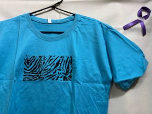 Blue T-Shirt with Zebra Print