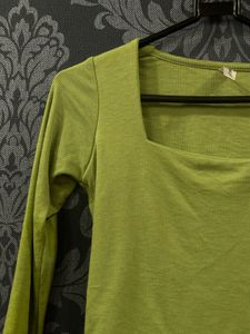 Lime Green Square Neck Crop Top