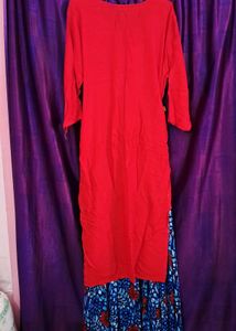 Red Kurta with Blue Printed palazzo