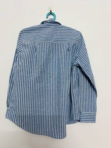 Women’s Blue Striped Button-Down Shirt