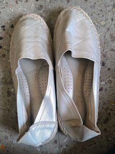Silver Espadrille Flats