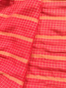 Vibrant Red &amp; Orange Striped Saree