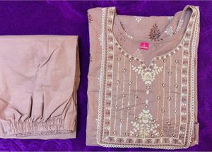Elegant Beige Printed Kurta Set