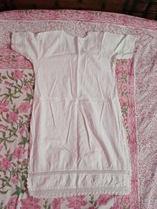 White crochet design kurta