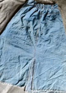 9286. Distressed Denim Maxi Skirt