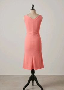 Coral Cowl /Boat Neck Sleeveless Dress
