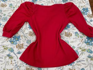 Square-Neck Puff-Sleeve Top