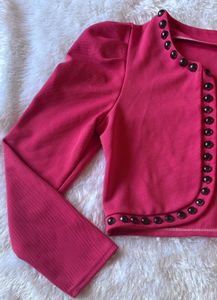 Hot Pink Bolero Blazer with Studs