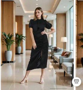 SHEIN Black Puff Sleeve Dress