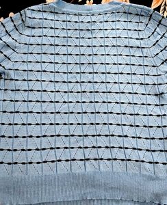 Light Blue Striped Knit Top