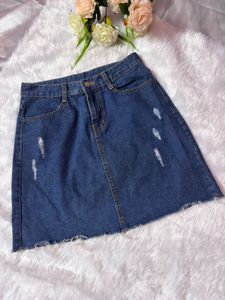 Trendy Distressed Denim Mini Skirt