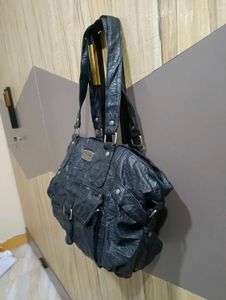 Chic Black Faux Leather Tote Bag