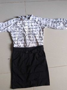 Chic Black and White Script Dress