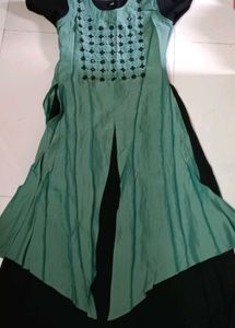 Stunning Emerald Green Sequined Ethnic Gown