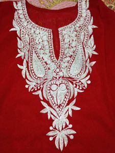 Red kashmiri embroidery kurta
