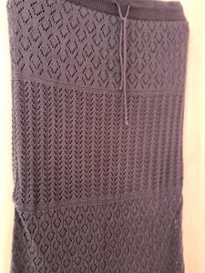 GU Navy Blue Knitted Flared Vintage Skirt