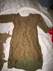 Embellished Olive Kurta Set with Dupatta