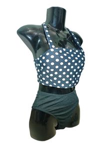 Polka Dot Bikini Top Solid Panty Free Size S &amp; M