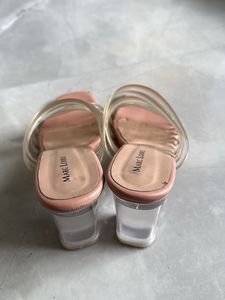 Marc Loire Pink Square Toe Slide Sandals