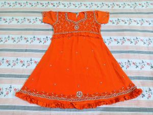 Orange Anarkali Kurta Set