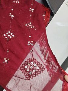 Maroon Sequined Dupatta with Tassels