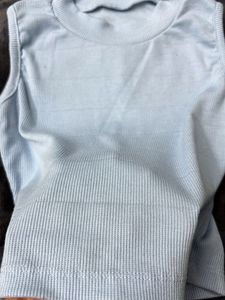 Light Blue Sleeveless Mock Neck Top