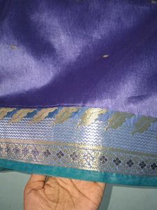 Elegant Purple Saree with Golden Border