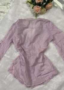Lavender Button-Up Tunic Top