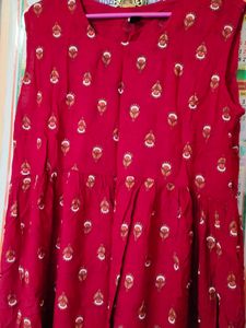 Red Paisley Print Dress