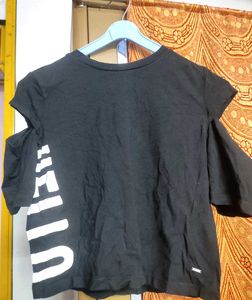 Chic Black Cut-Out T-Shirt