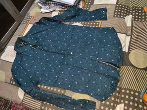 Blue Printed Casual Shirt