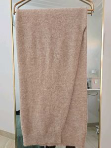Beige Knit Wrap effect Skirt