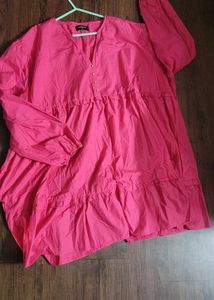 Vibrant Pink Tiered Midi Dress
