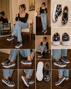 Platform Sneakers with Fun Terrazzo Print