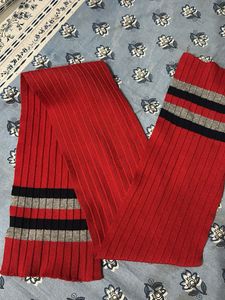 Red Striped Knit Scarf
