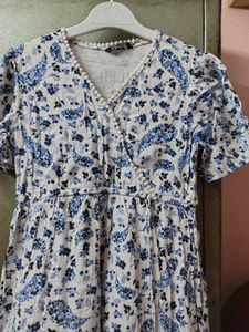 Blue Floral Wrap Dress
