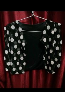 Polka Dot Cropped Black Jacket