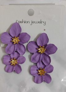 Purple Flower Dangle Earrings