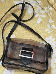 Transparent Sling Bag with Buckle