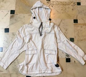 Y2k White Hooded Pullover Top